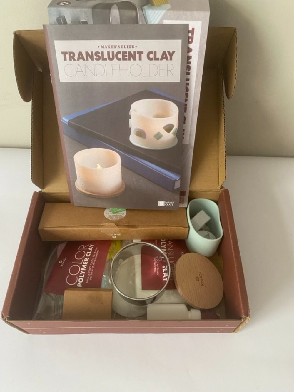 KiwiCo Translucent Clay Candleholder Maker Crate kit. Recommended Ages 14+.